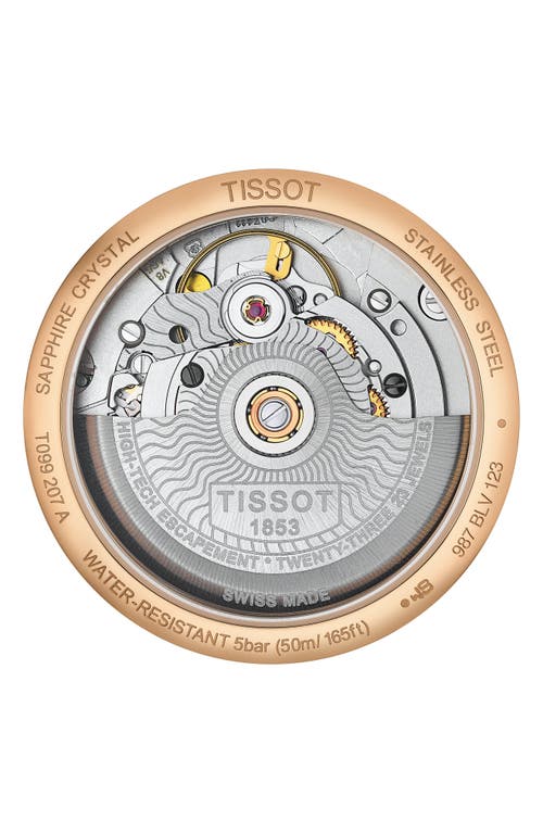 Tissot Chemin Des Tourelles Powermatic 80 Lady Leather Strap Watch, 32mm In Brown/gunmetal/rose Gold