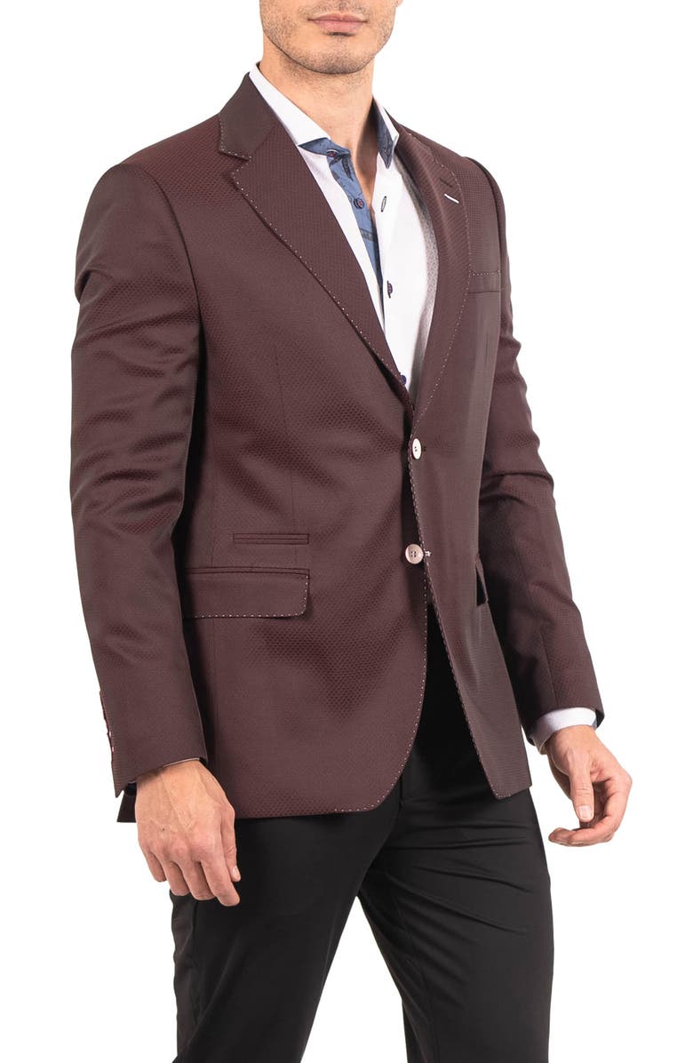 Maceoo Socrate Resistance22 Red Micropattern Viscose Blend Blazer, Alternate, color, Red