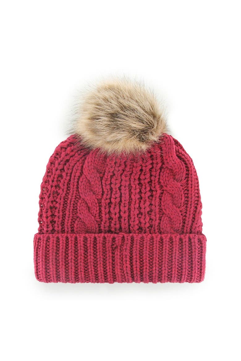 Women's '47 Burgundy Washington Commanders Logo Meeko Cuffed Knit Hat with Pom, Alternate, color, Burgundy