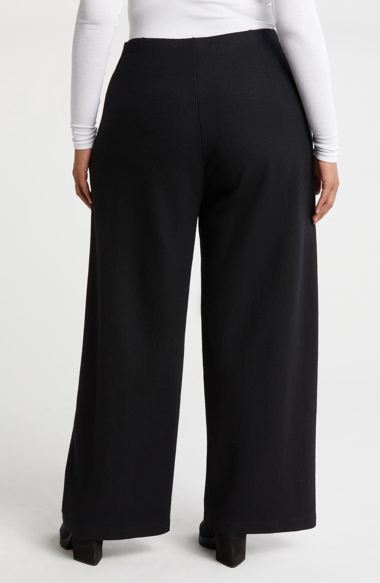 Eileen Fisher Wool Wide Leg Pants, Alternate, color, Black