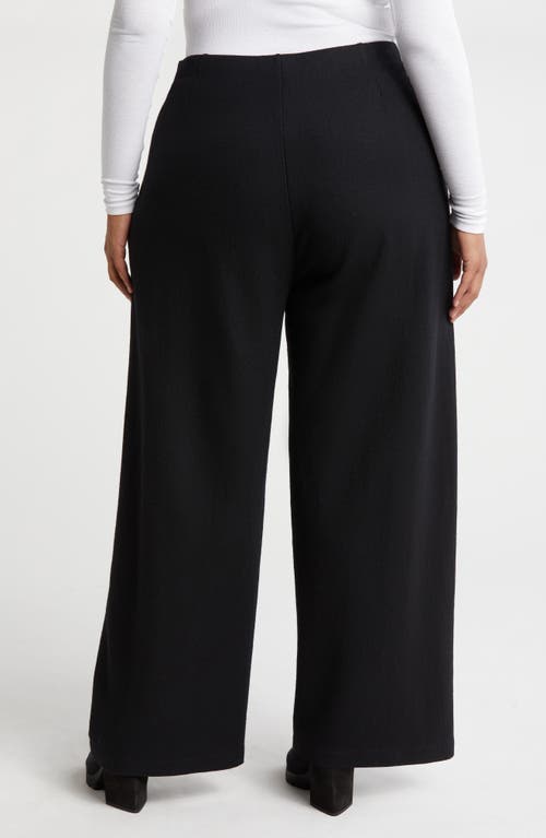 Eileen Fisher Wool Wide Leg Pants In Black