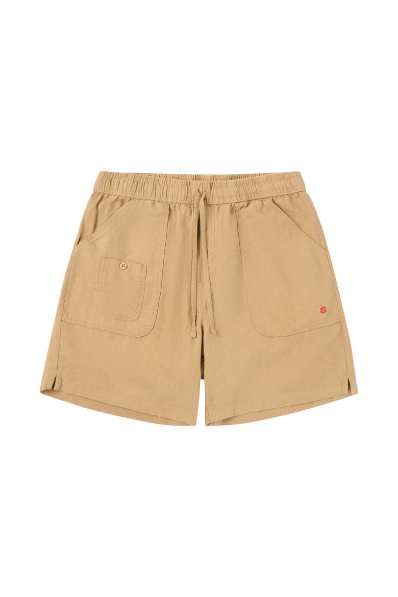 Traveller's Linen Shorts Mens, Main, color, Khaki