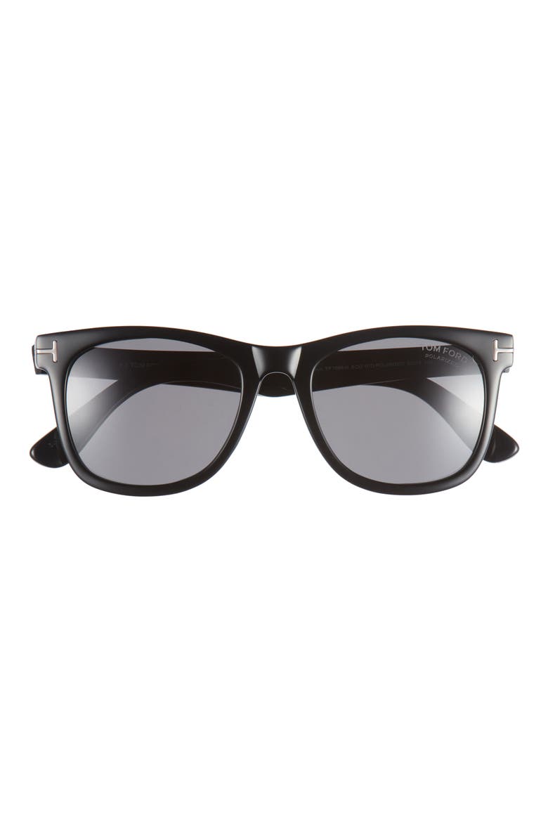 Kevyn 52mm Polarized Square Sunglasses, Main, color, SHINY BLACK / POLAR SMOKE