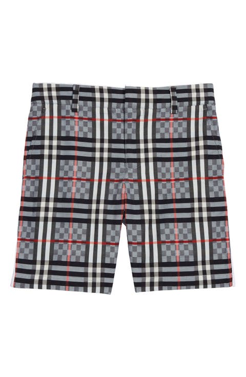 Kids' Dizzy Check Stretch Cotton Shorts