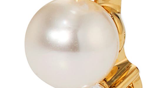 Nadri Cubic Zirconia & Faux Pearl Hoop Earrings In Gold