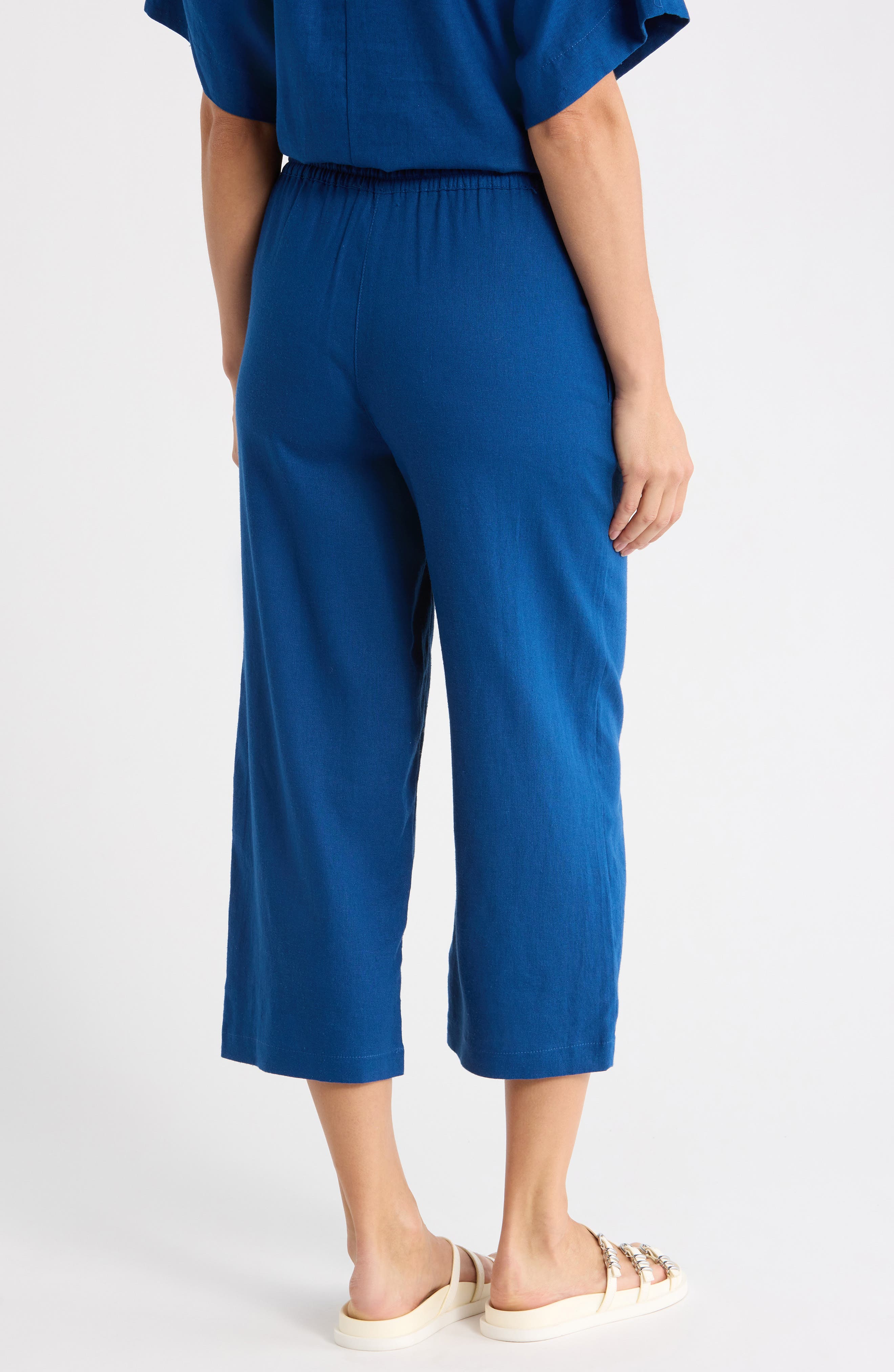 Drawstring Waist Linen Blend Pants - image 4