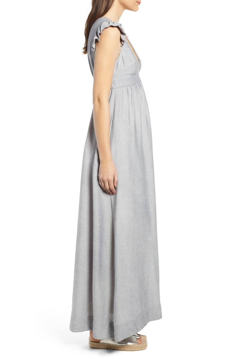 THE ODELLS Flutter Sleeve Maxi Dress, Alternate, color,