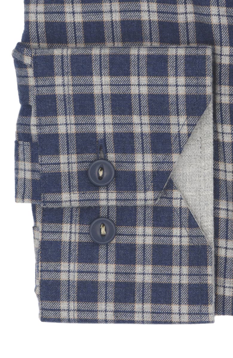 Lorenzo Uomo Trim Fit Flannel Check Cotton Dress Shirt, Alternate, color, Navy/ Grey