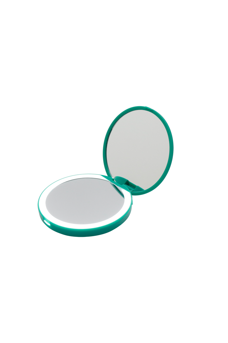 Ariel Compact Mirror with Wireless Power Bank Charging Base, Alternate, color, Green