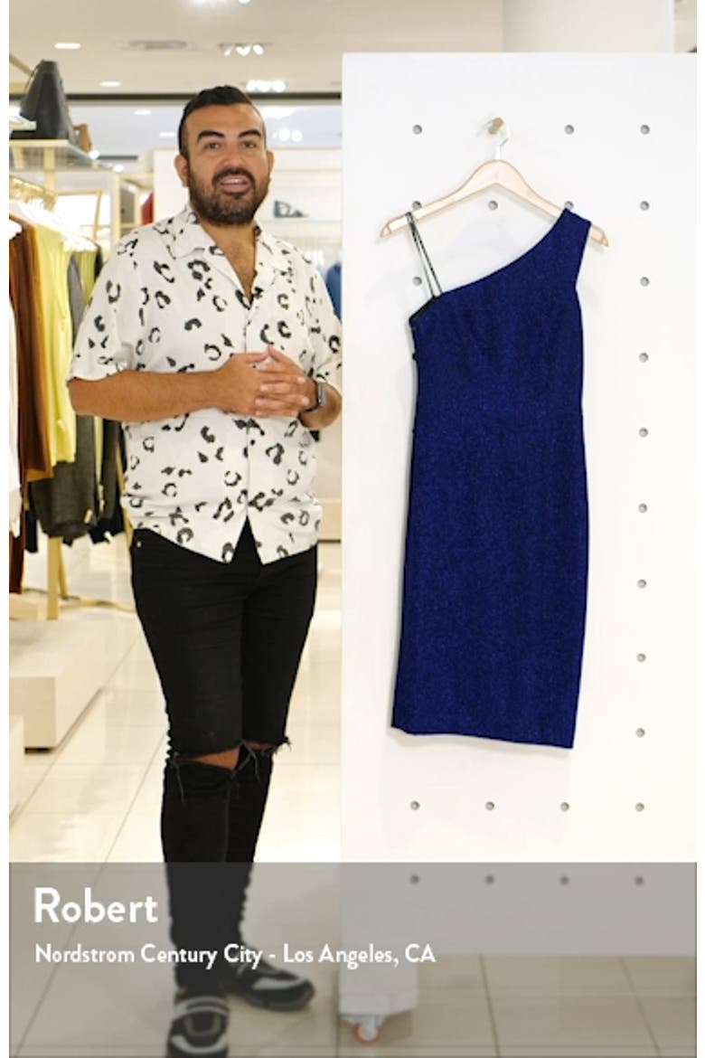 One-Shoulder Glitter Knit Body-Con Dress video