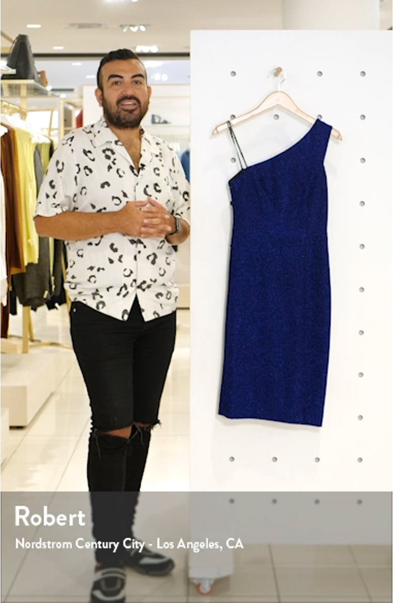 One-Shoulder Glitter Knit Body-Con Dress, sales video thumbnail