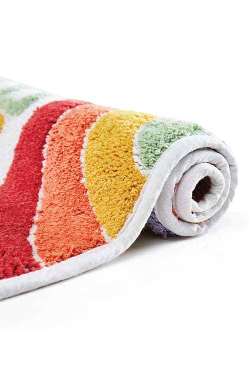 Jessica Simpson Cotton Bath Rug In White Multi