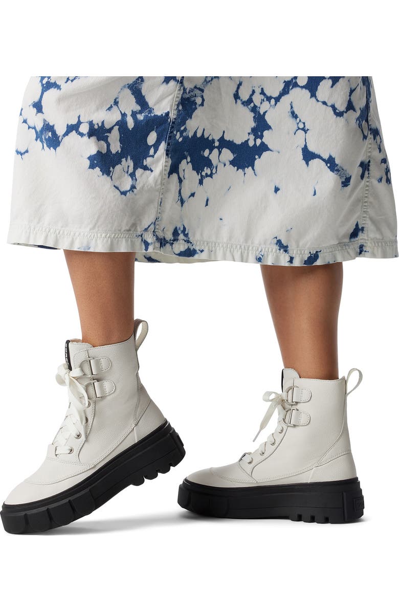 SOREL Caribou X Waterproof Leather Lace-Up Boot, Alternate, color, Sea Salt/ Black