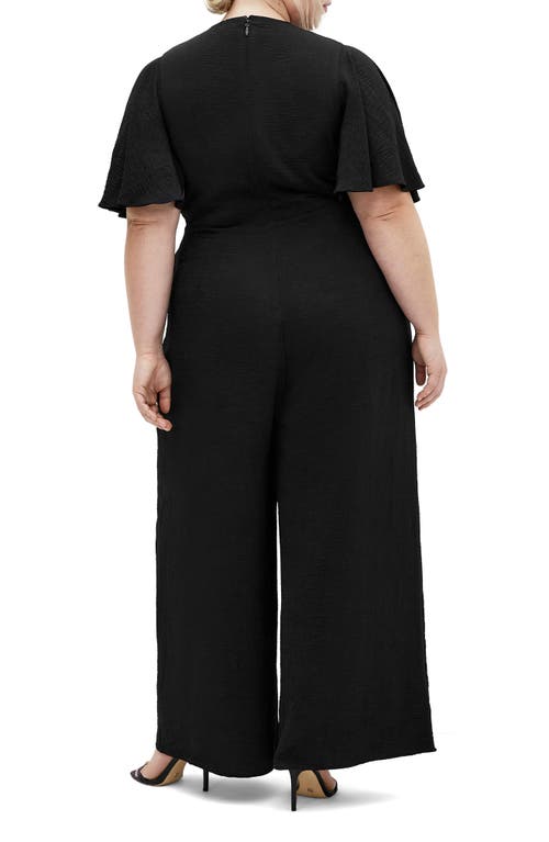 City Chic Braelynn Flutter Sleeve Jumpsuit In Black