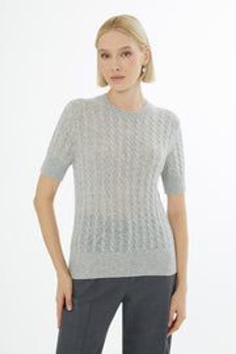 Crew Neck Short Sleeve Sweater Grey
