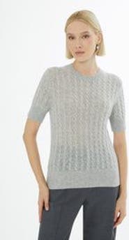 Gizia Crew Neck Short-Sleeve Wool Cashmere Sweater