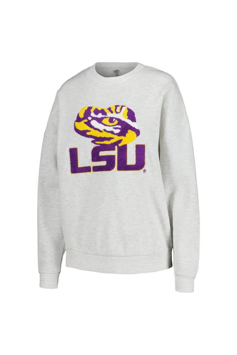 Women's Gameday Couture Ash LSU Tigers Team Effort Pullover Sweatshirt & Shorts Sleep Set, Alternate, color, Ash