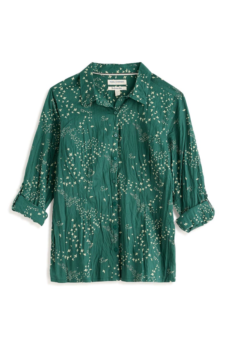 Larissa Crinkle Organic Cotton Shirt, Alternate, color, MURMURATION DARK THYME