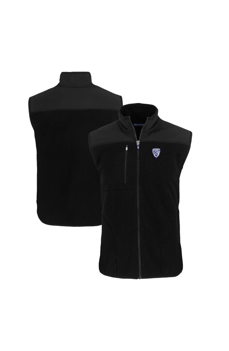 Cutter & Buck Men's Cutter & Buck Black Pac-12 Gear Helmet Cascade Eco Sherpa Fleece Full-Zip Vest, Main, color, Black