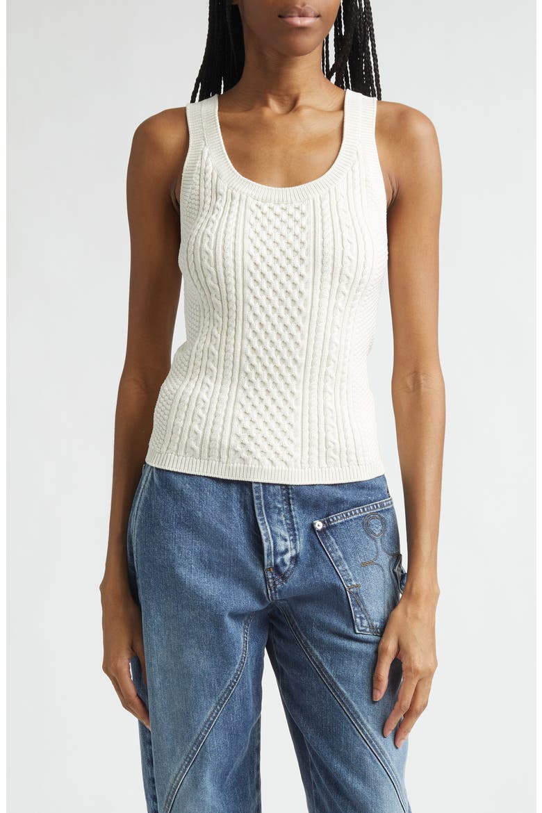 Cable Knit Sweater Tank, Main, color, IVORY
