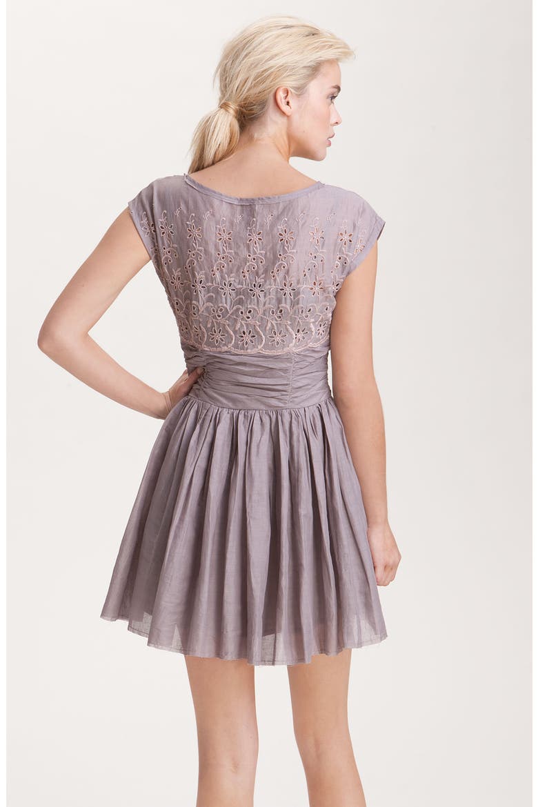 'Rose Garden' Cotton Sateen Eyelet Dress, Alternate, color, DUSTY MOCHA