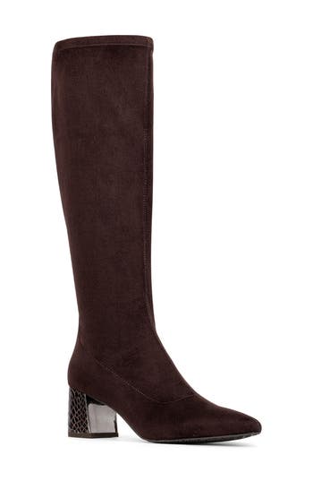 Donald Pliner Pointed Toe Knee High Boot In Burgundy