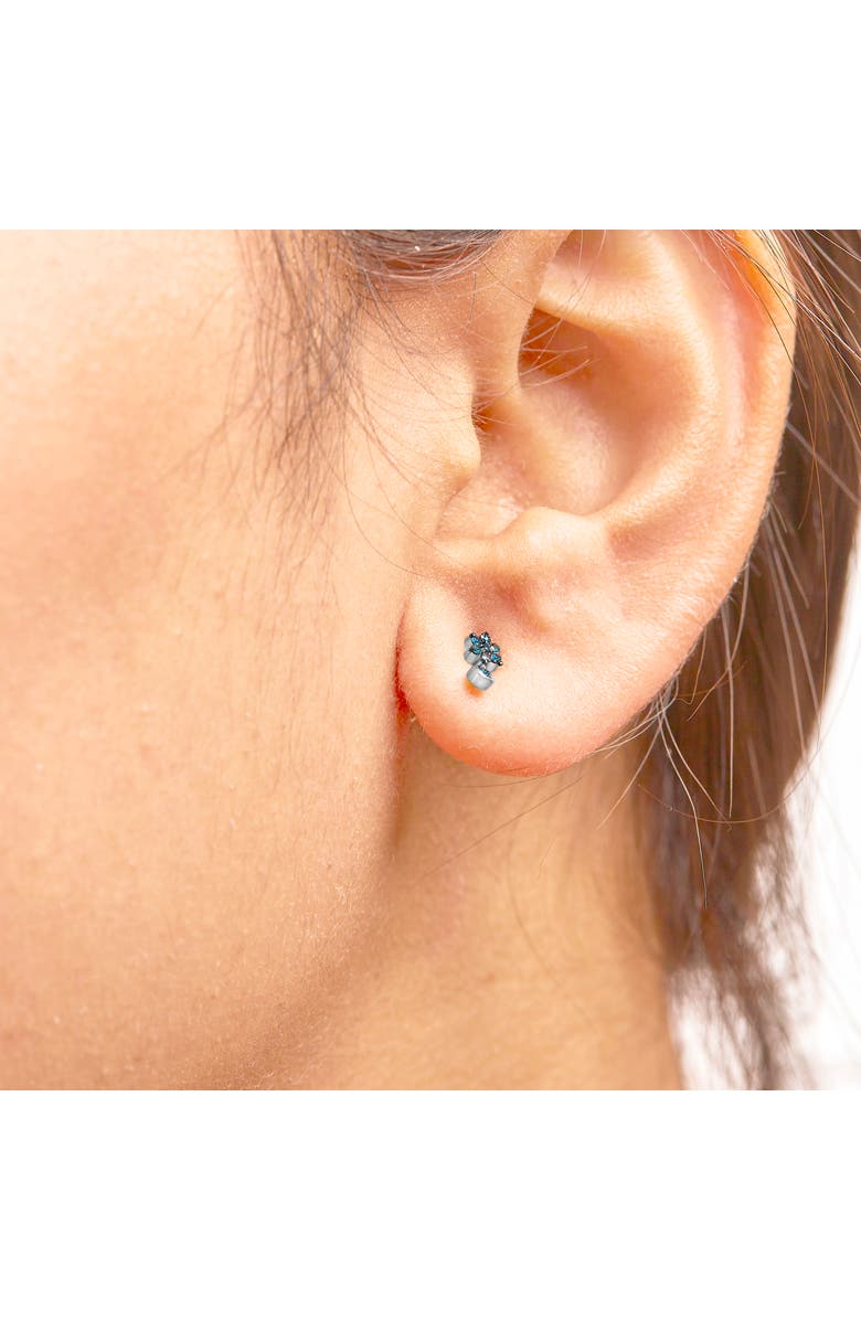 Haus of Brilliance Silver 1/10 Ct Blue Diamond Star Stud with Bezel Drop Dangle Earrings, Alternate, color, White