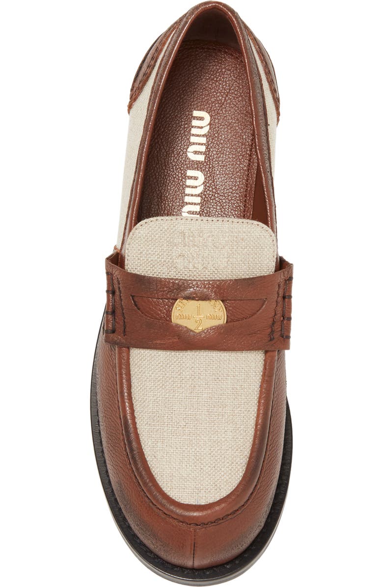 Miu Miu Mixed Media Penny Loafer, Alternate, color,