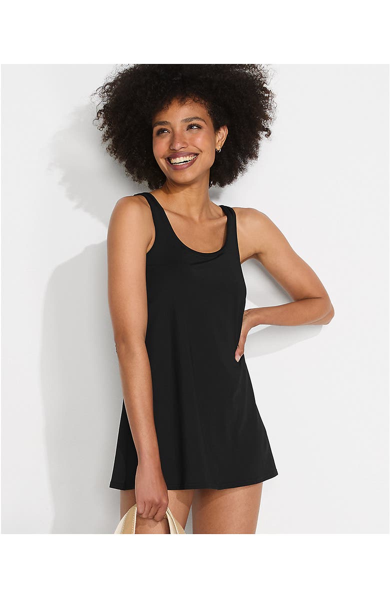 Lands' End D-Cup Scoop Neck Swim Dress Swimsuit, Alternate, color, Black