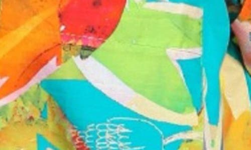Apny Print Wrap Front Cotton High-low Top In Lime Green Multi