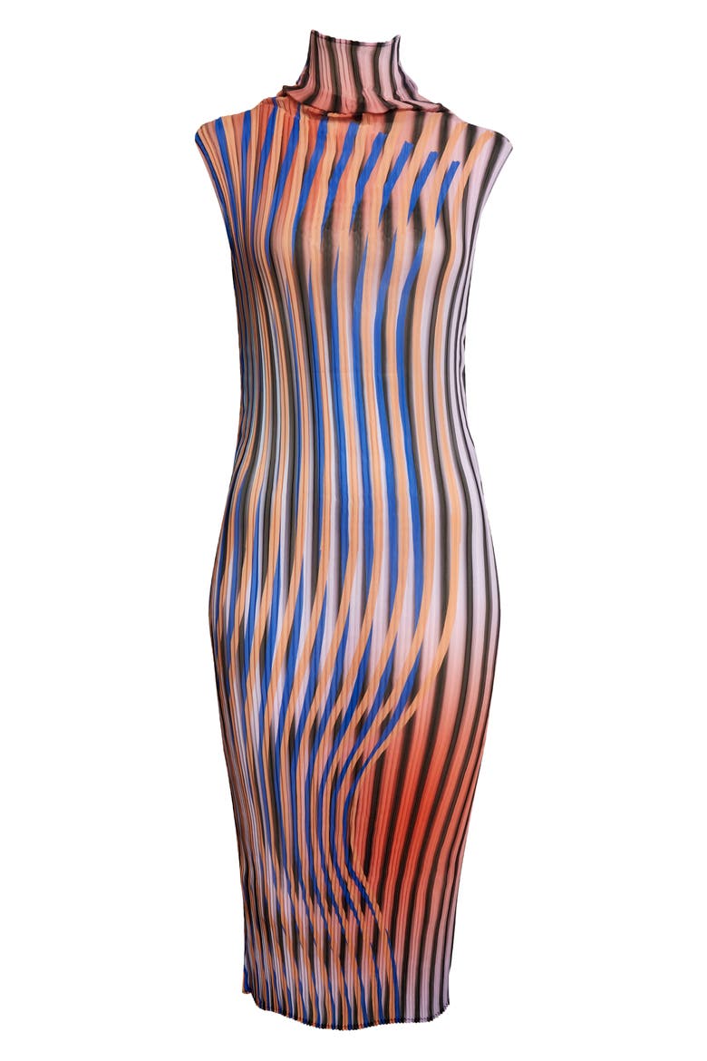 Olaf Sleeveless Chiffon Plissé Dress, Alternate, color, ELIO