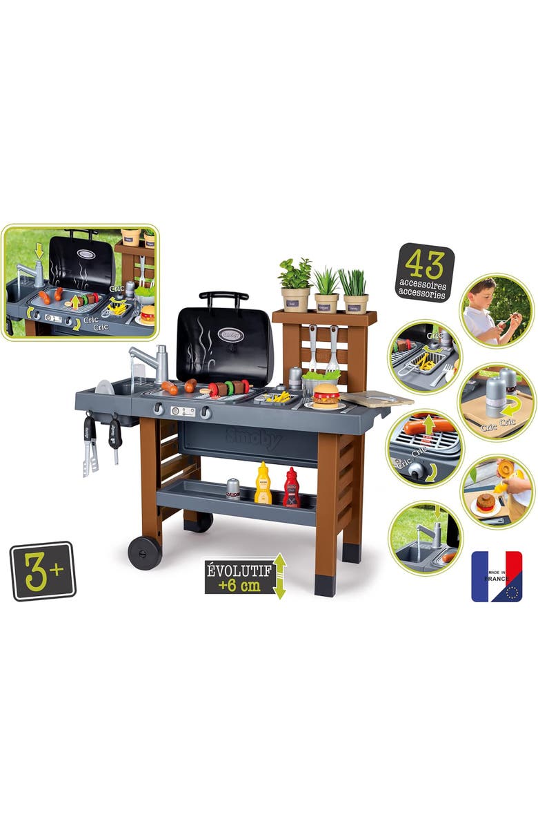 Smoby Garden Kitchen Toy Grill 43pcs, Alternate, color, Multicolored