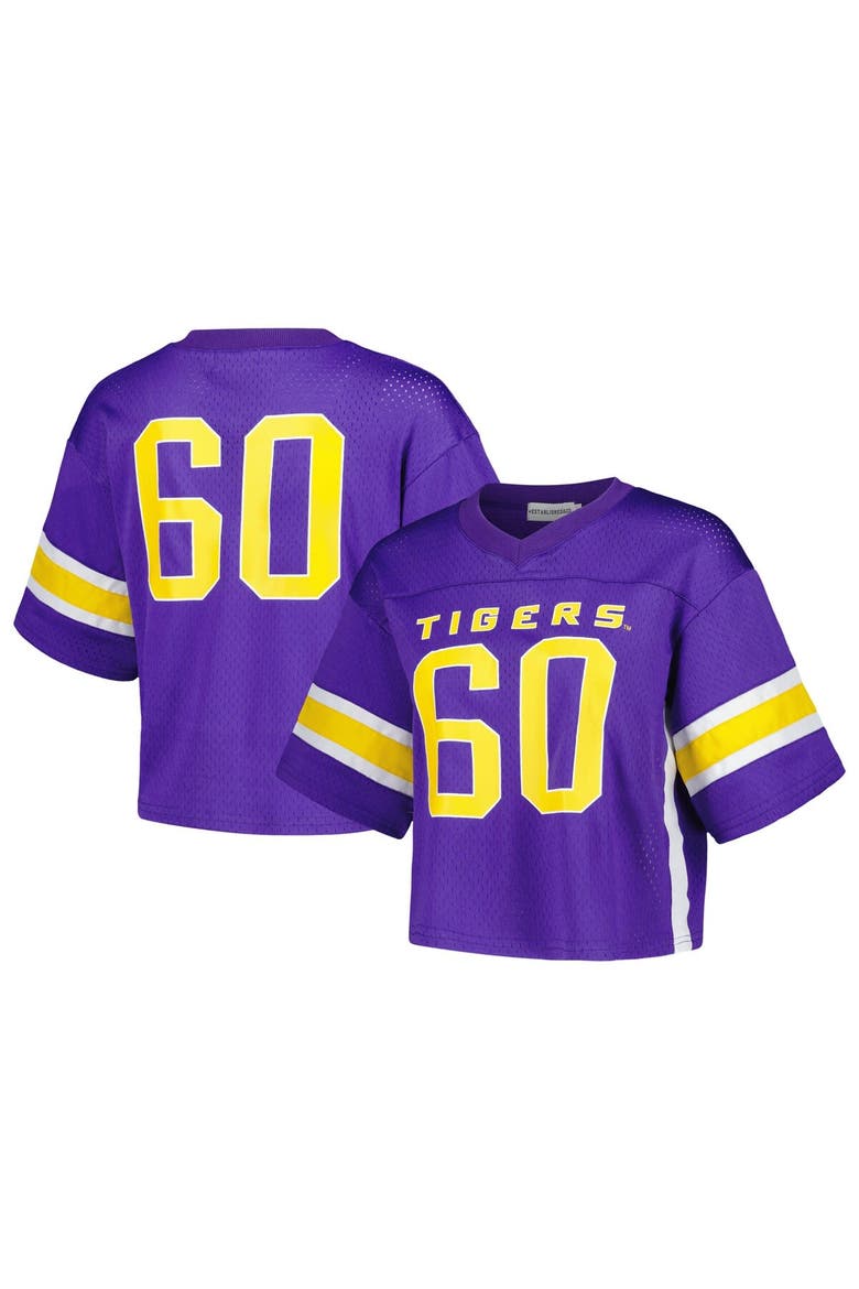 Women's Established & Co. Purple LSU Tigers Fashion Boxy Cropped Football Jersey, Alternate, color, Purple