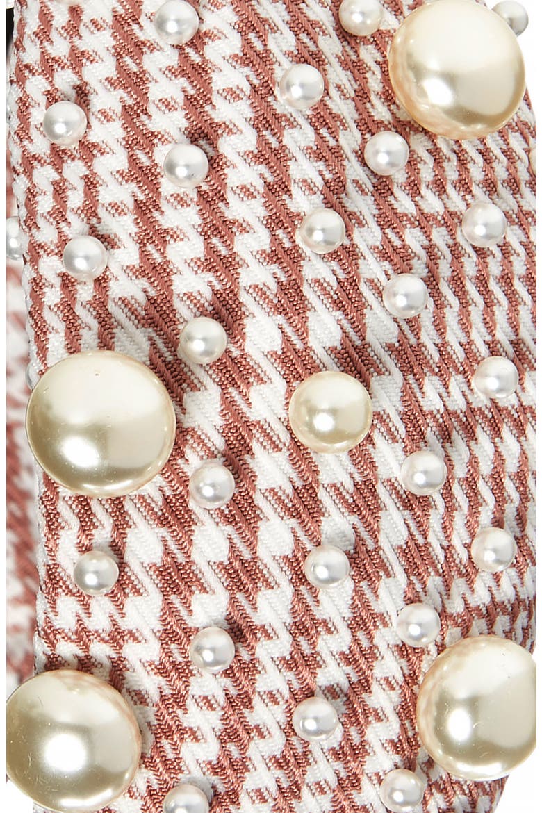 Pearly Bead Headband, Alternate, color, MAUVE HOUNDSTOOTH
