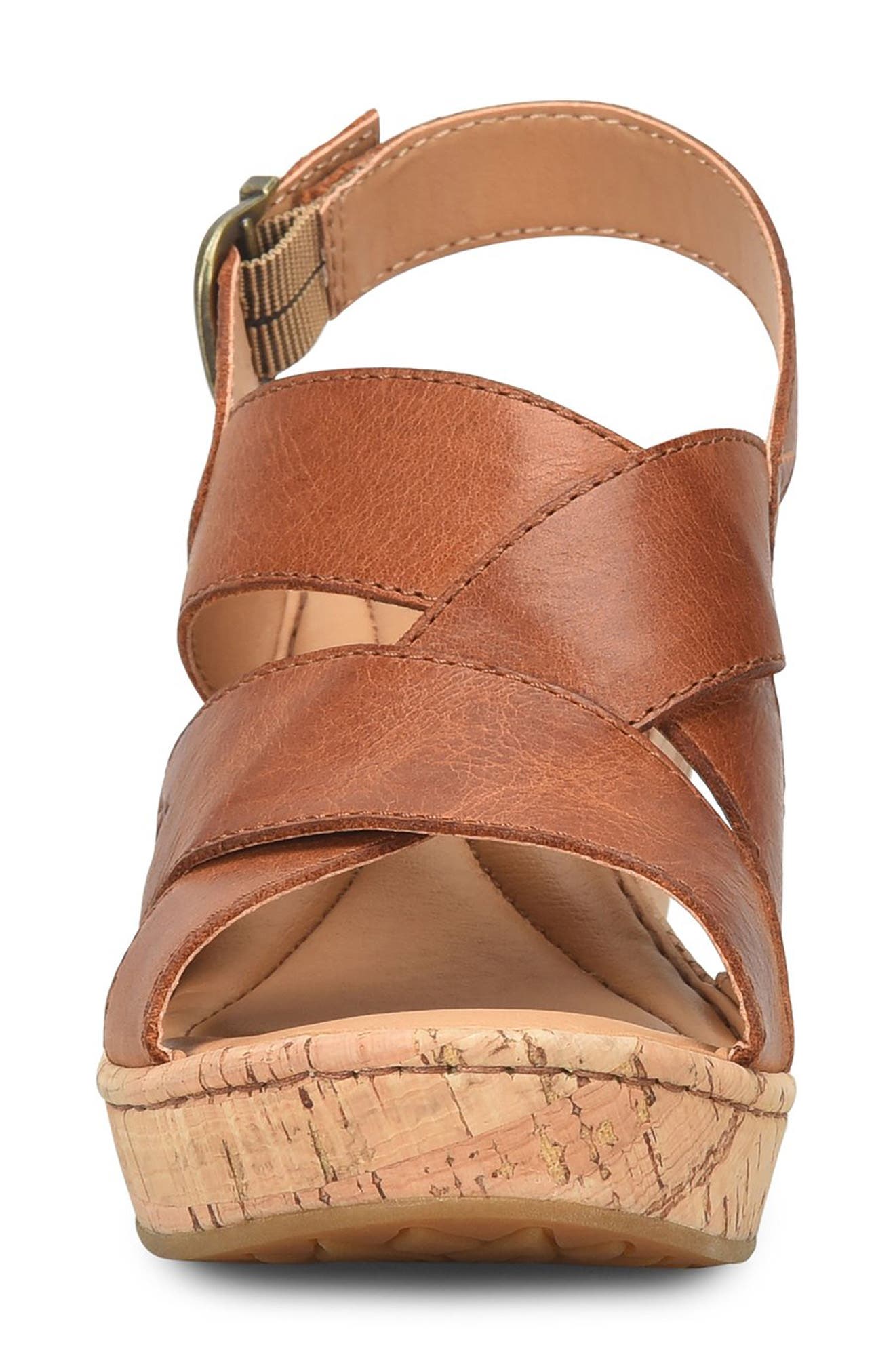 Børn Sami Cork Wedge Sandal, Alternate, color, Brown Leather