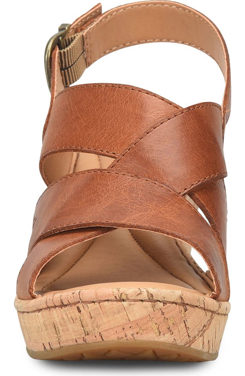 Børn Sami Cork Wedge Sandal, Alternate, color, Brown Leather