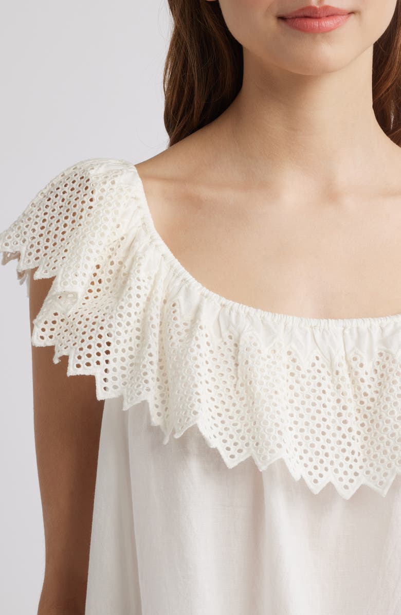 THE GREAT. The Westport Honeycomb Eyelet Cotton Voile Top, Alternate, color, 