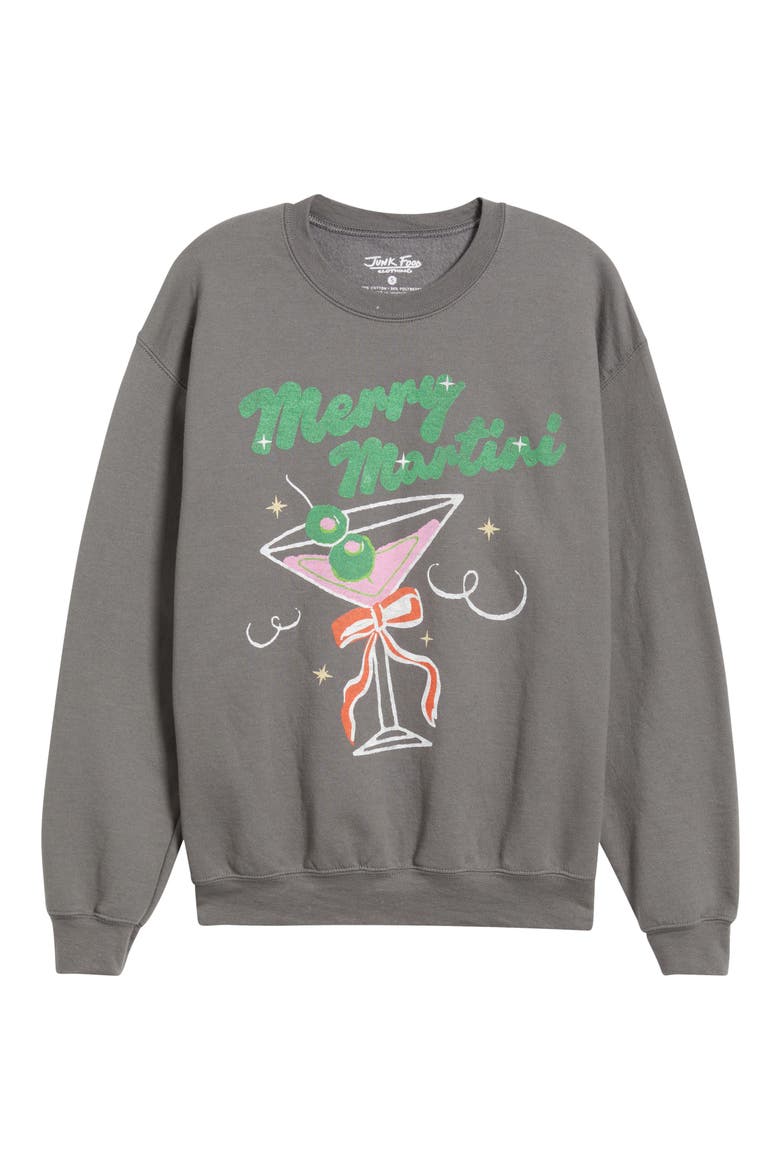 Merry Martinis Fleece Graphic Sweatshirt, Alternate, color, CHARCOAL
