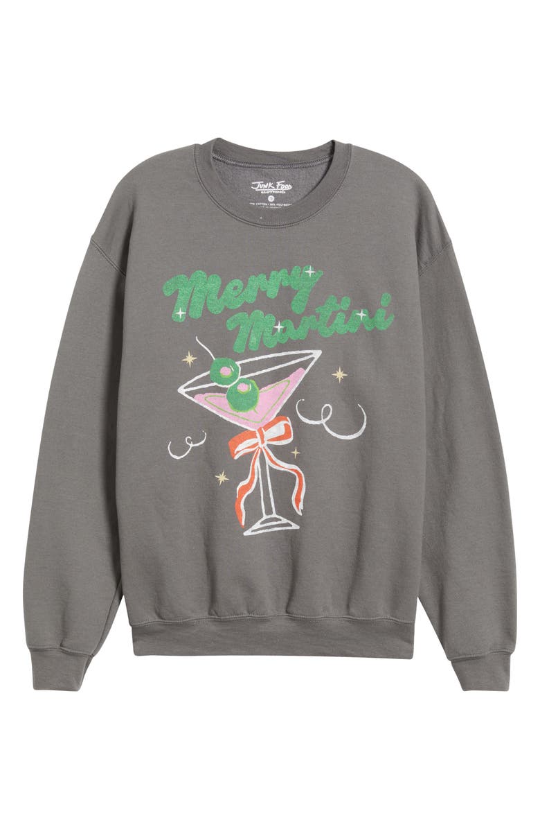 Junk Food Merry Martinis Fleece Graphic Sweatshirt, Alternate, color, Charcoal