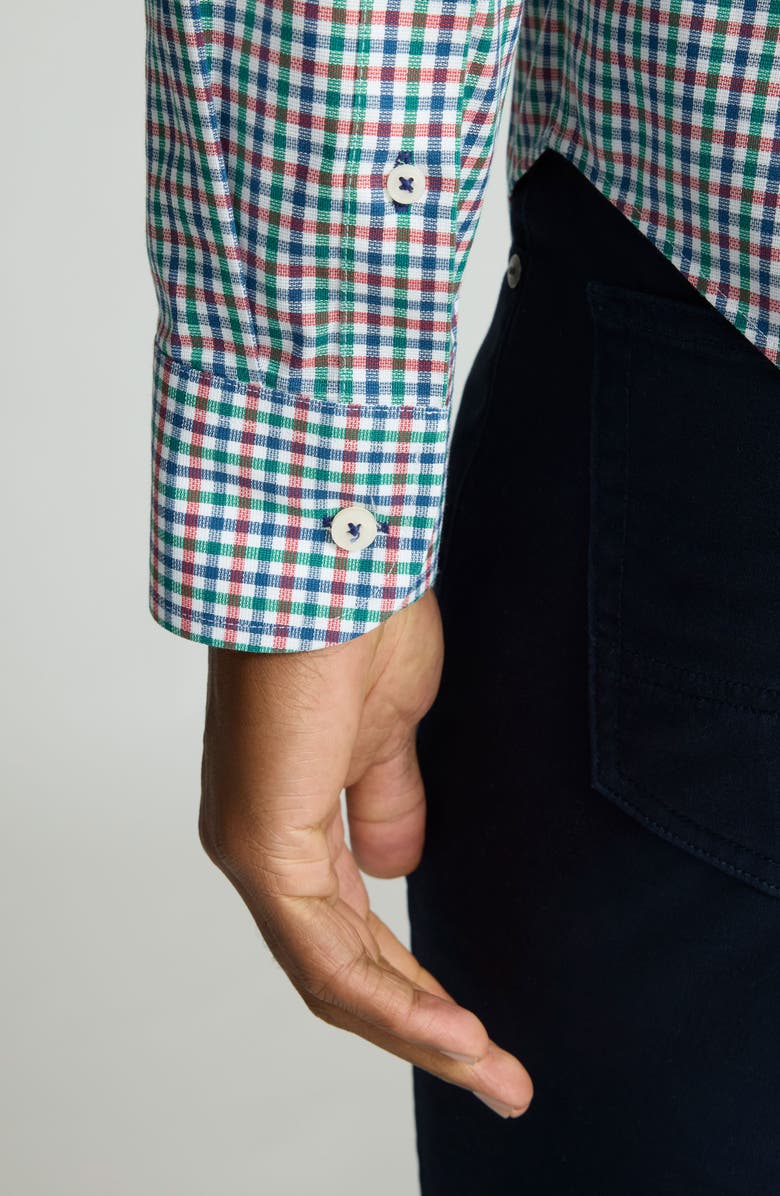 UNTUCKit Pomerose Gingham Check Wrinkle Free Cotton Button-Down Shirt, Alternate, color, Mid Green