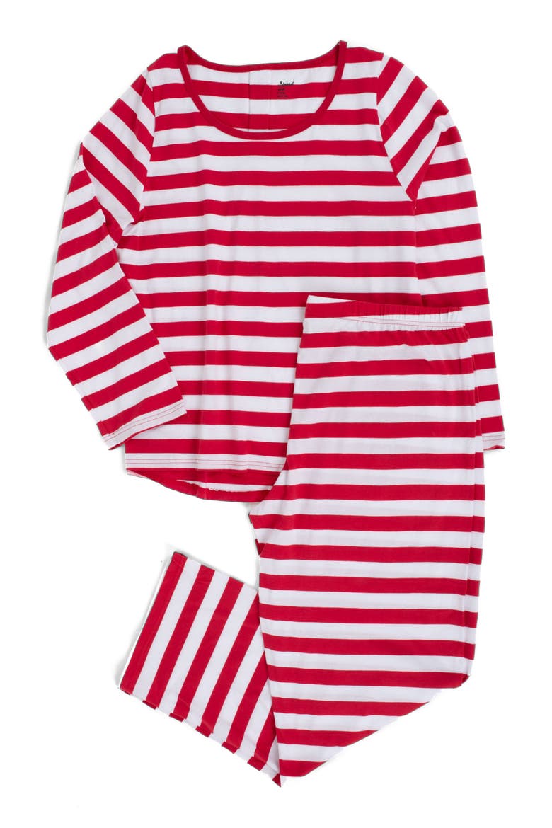 Women's Cotton Striped Matching Family Holiday Pajamas, Alternate, color, Red & White