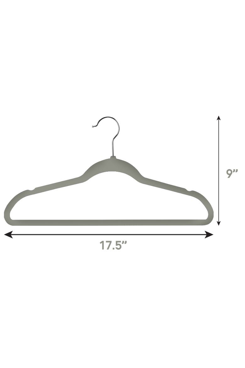 50 Piece Flocked Velvet Clothes Hangers with Stainless Steel Swivel Hooks, Alternate, color, Grey