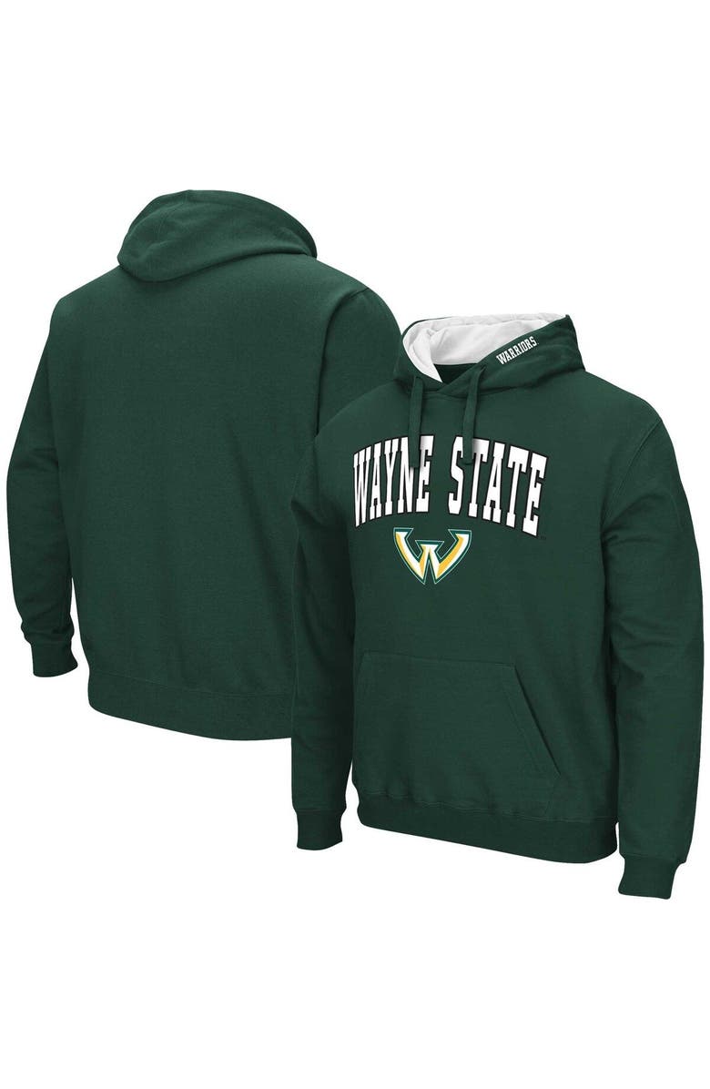 COLOSSEUM Men's Colosseum Green Wayne State Warriors Arch & Logo 3.0 Pullover Hoodie, Main, color, Green