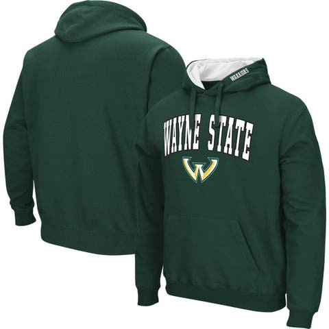 Men's Colosseum Green Wayne State Warriors Arch & Logo 3.0 Pullover Hoodie