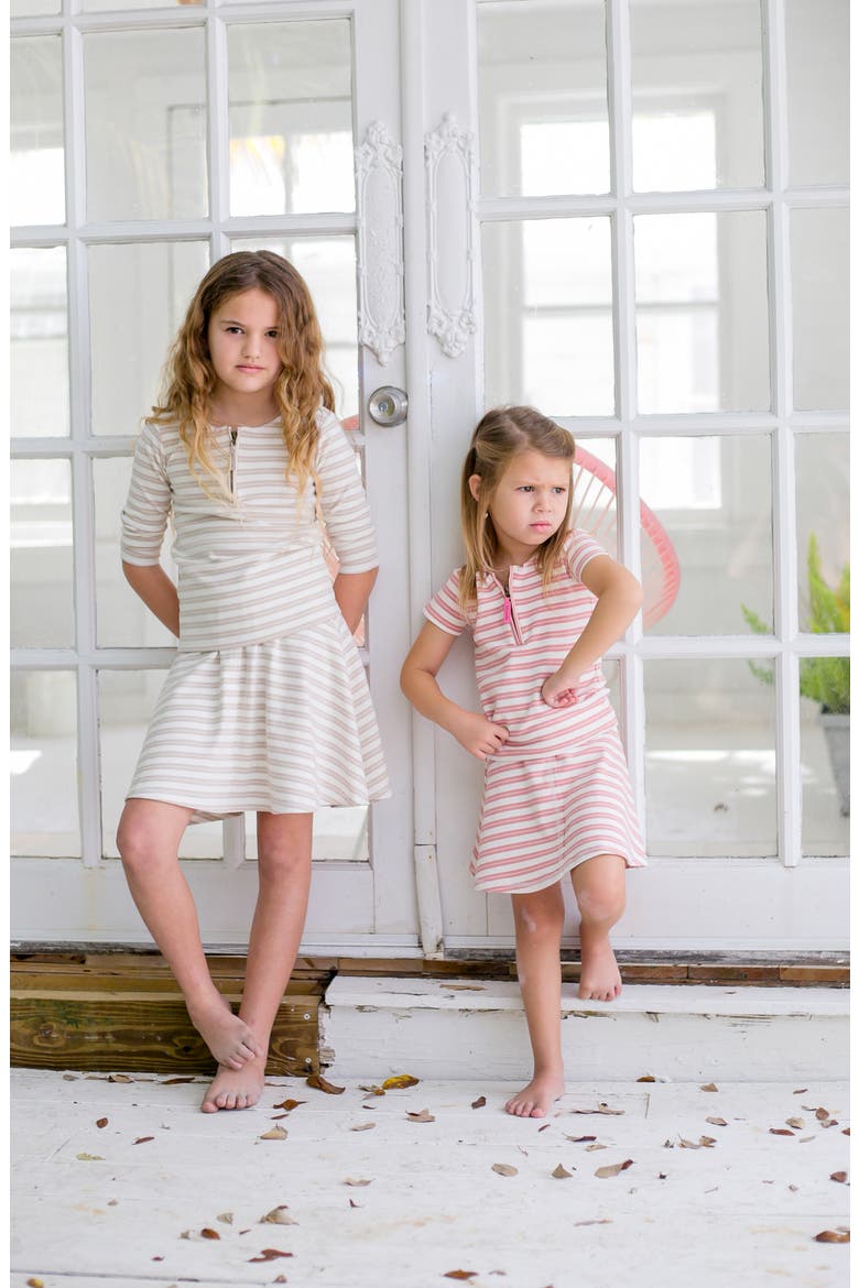 Kids' Stripe Cotton Blend Skirt, Alternate, color, GREY