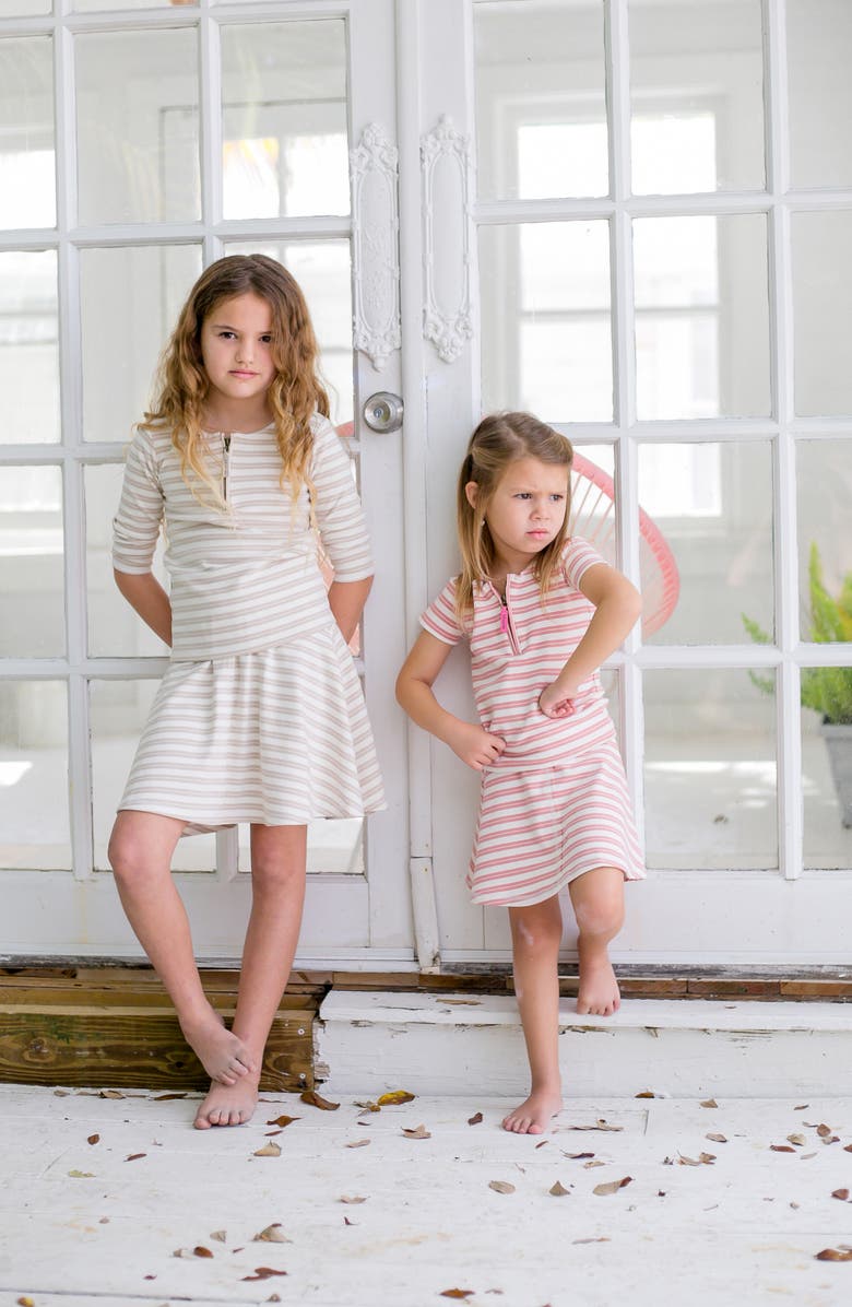 Manière Kids' Stripe Cotton Blend Skirt, Alternate, color, Grey