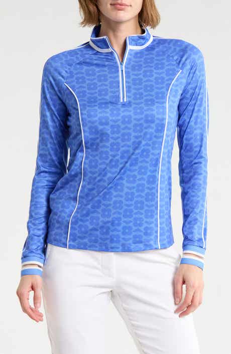 Geometric Floral Performance Sun Half Zip Top