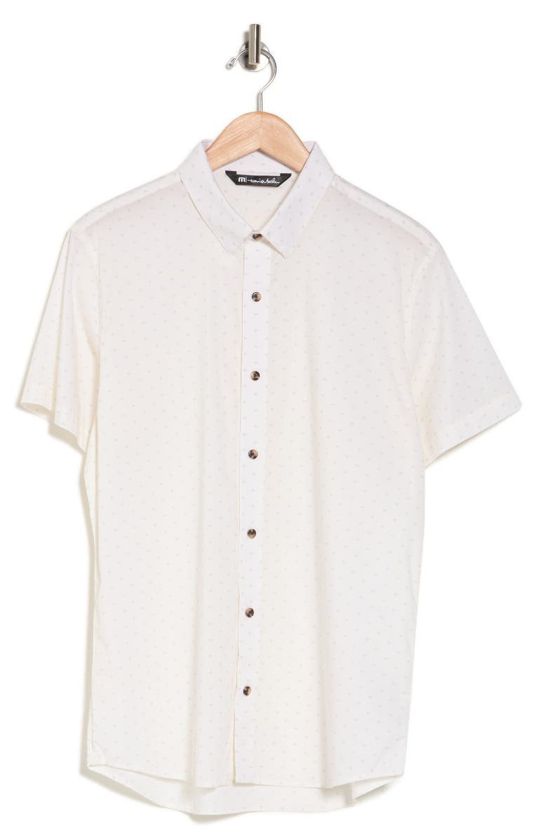 TravisMathew Marshal Short Sleeve Button-Up Shirt, Alternate, color, Heather Gardenia