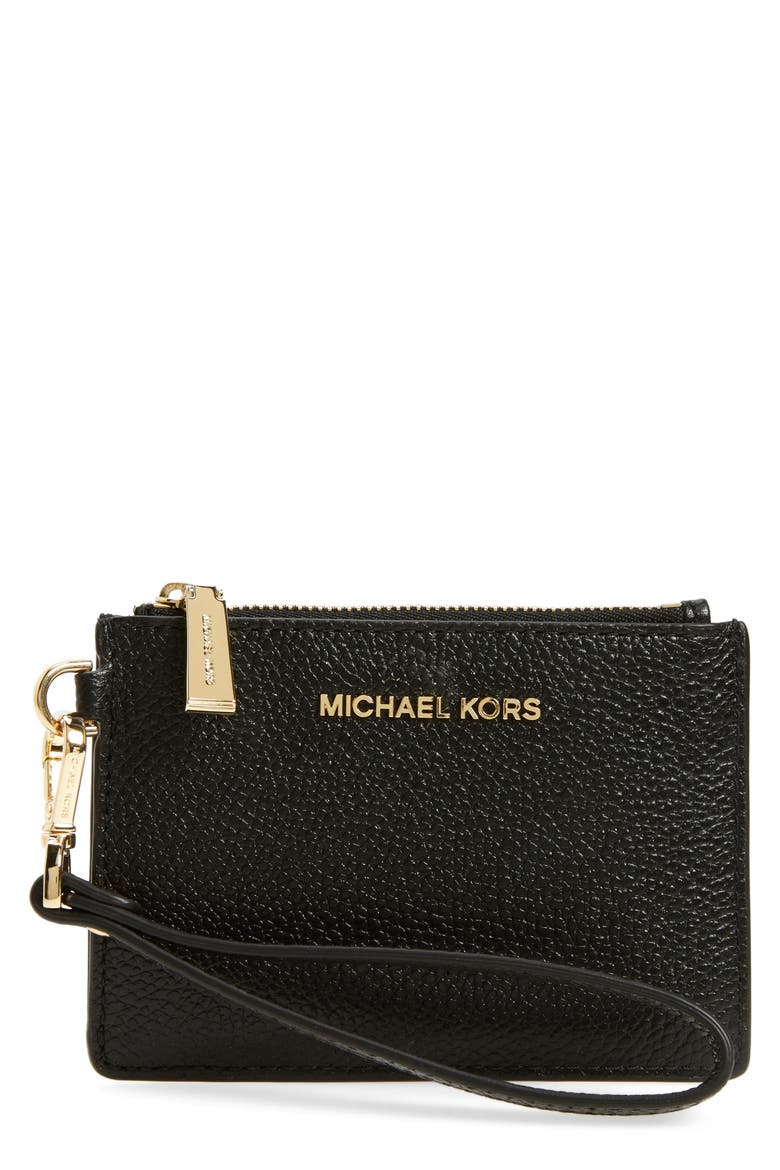 Small Mercer Leather RFID Coin Purse, Main, color, BLACK