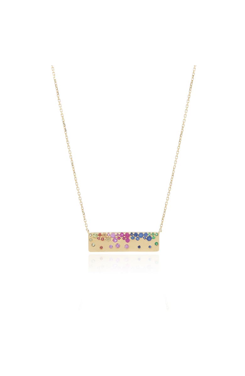 The Lovery Fine Jewelry Rainbow Sapphire Confetti Bar Necklace, Main, color, Multicolored Sapphires